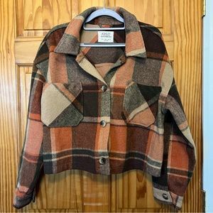 Ashley by 26 Outerwear Cropped Plaid Shacket